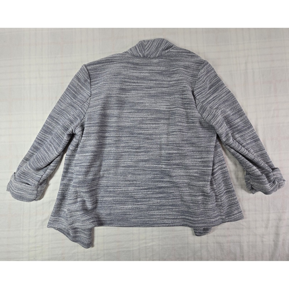 Skies Are Blue Tweed Knit Blazer Women's Open Front Waterfall Blue Spacedye XL - Picture 2 of 12